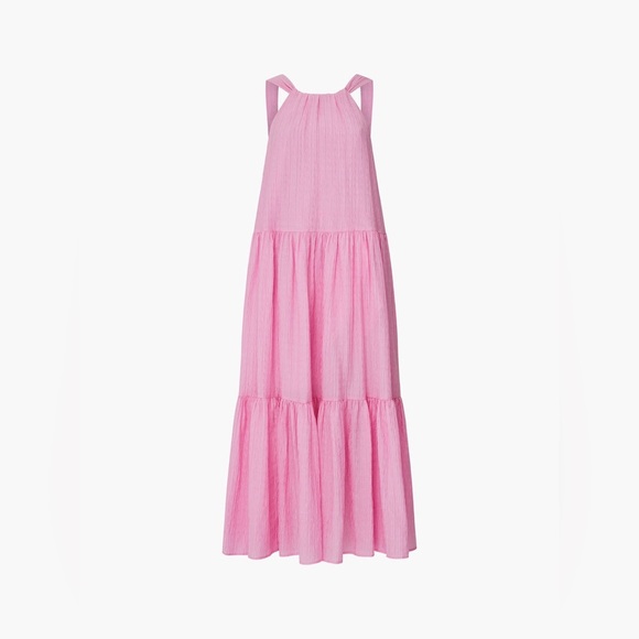 French Connection Pink Aleska Textured Halter Neck Sleeveless Midi Dress Large - Picture 6 of 9